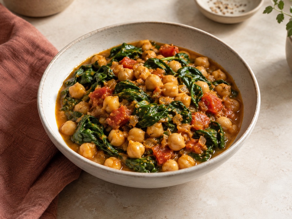 Chickpea and spinach curry