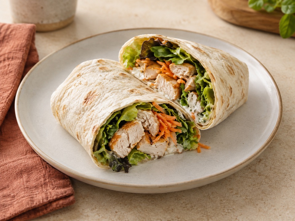 Mild chicken and salad wrap