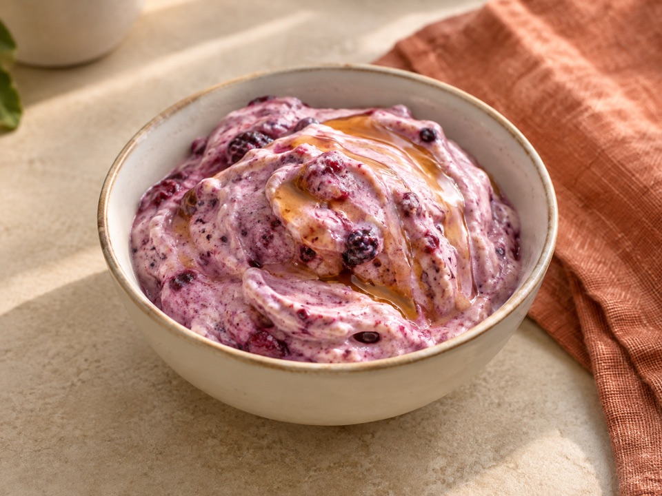 Instant frozen berry yoghurt